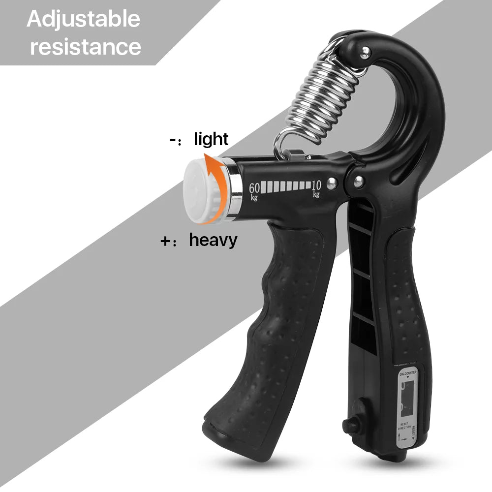 Hand Grip Strengthener Exerciser Adjustable Strength Workout Grip Strength Trainer for Exercise Finger Forearm Wrist, Black, Pack of 2