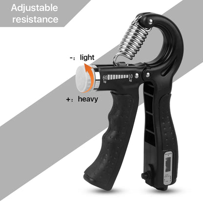 Hand Grip Strengthener Exerciser Adjustable Strength Workout Grip Strength Trainer for Exercise Finger Forearm Wrist, Black, Pack of 2