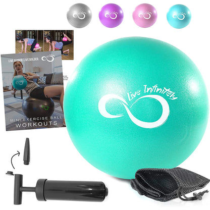 Exercise Ball Workout Equipment for Yoga and Pilates with Mesh Bag Teal (9 Inches)