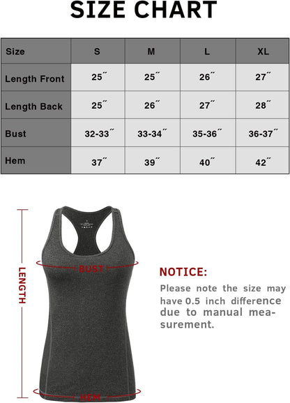 Workout Tank Tops for Women Racerback Athletic Tanks Running Exercise Gym Tank Top - 4 Packs